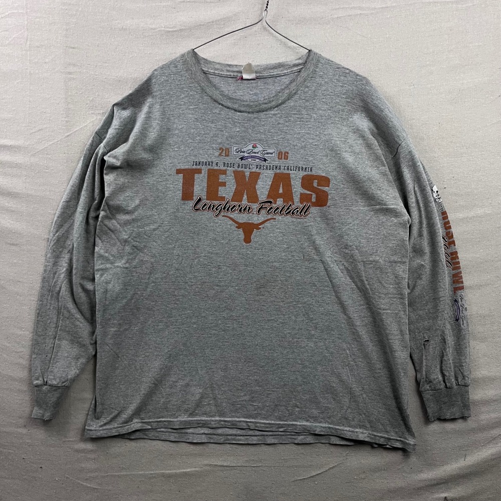 Texas Longhorns Rose Bowl‎ 2006 Tee Mens XL Gray Long Sleeve National Champ